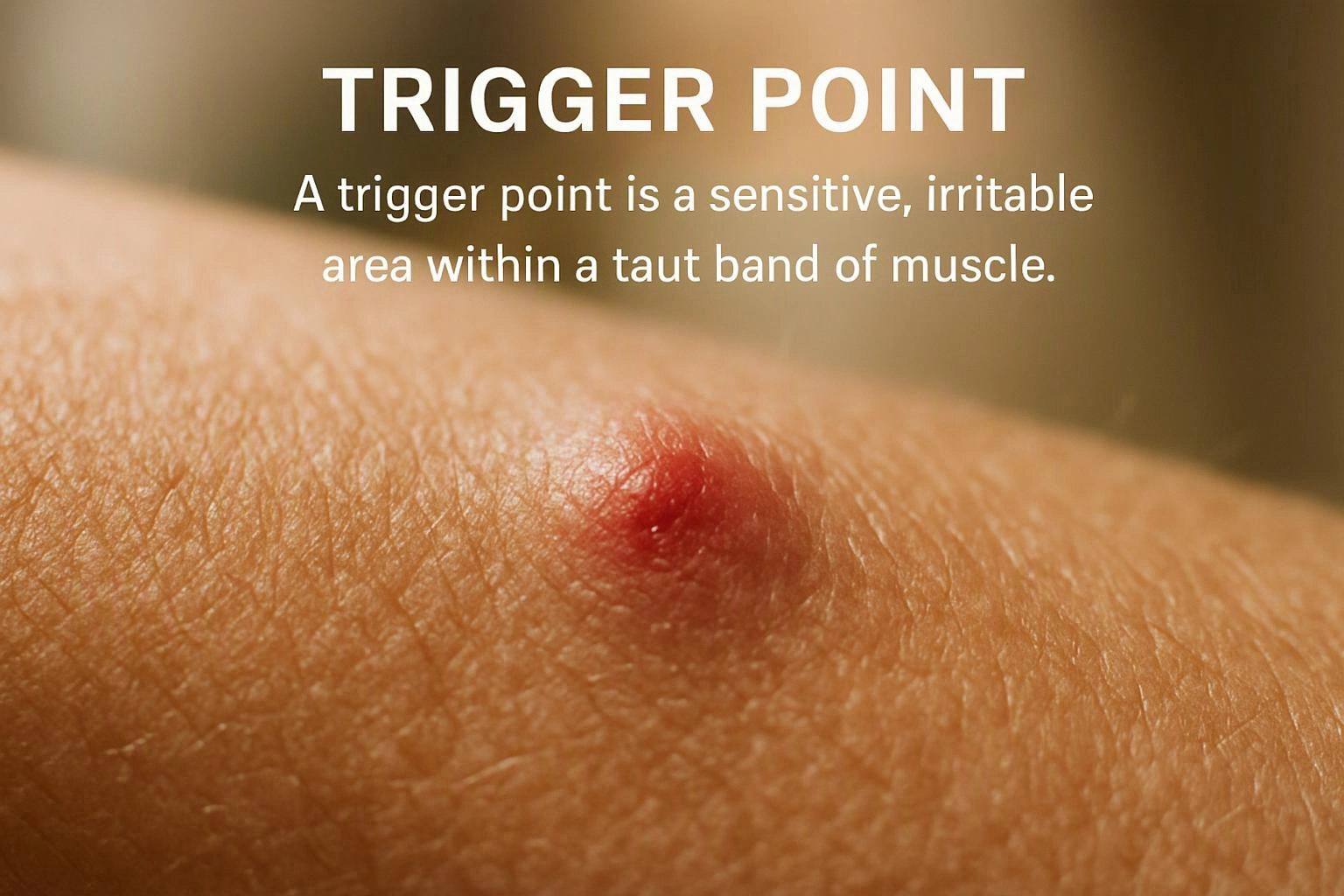 A close-up of skin shows a small red bump beneath the words “TRIGGER POINT”